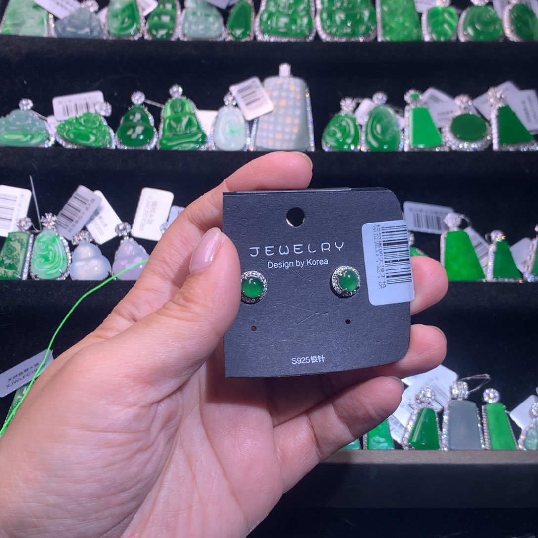【闪购商品】银S925镶嵌翡翠耳饰