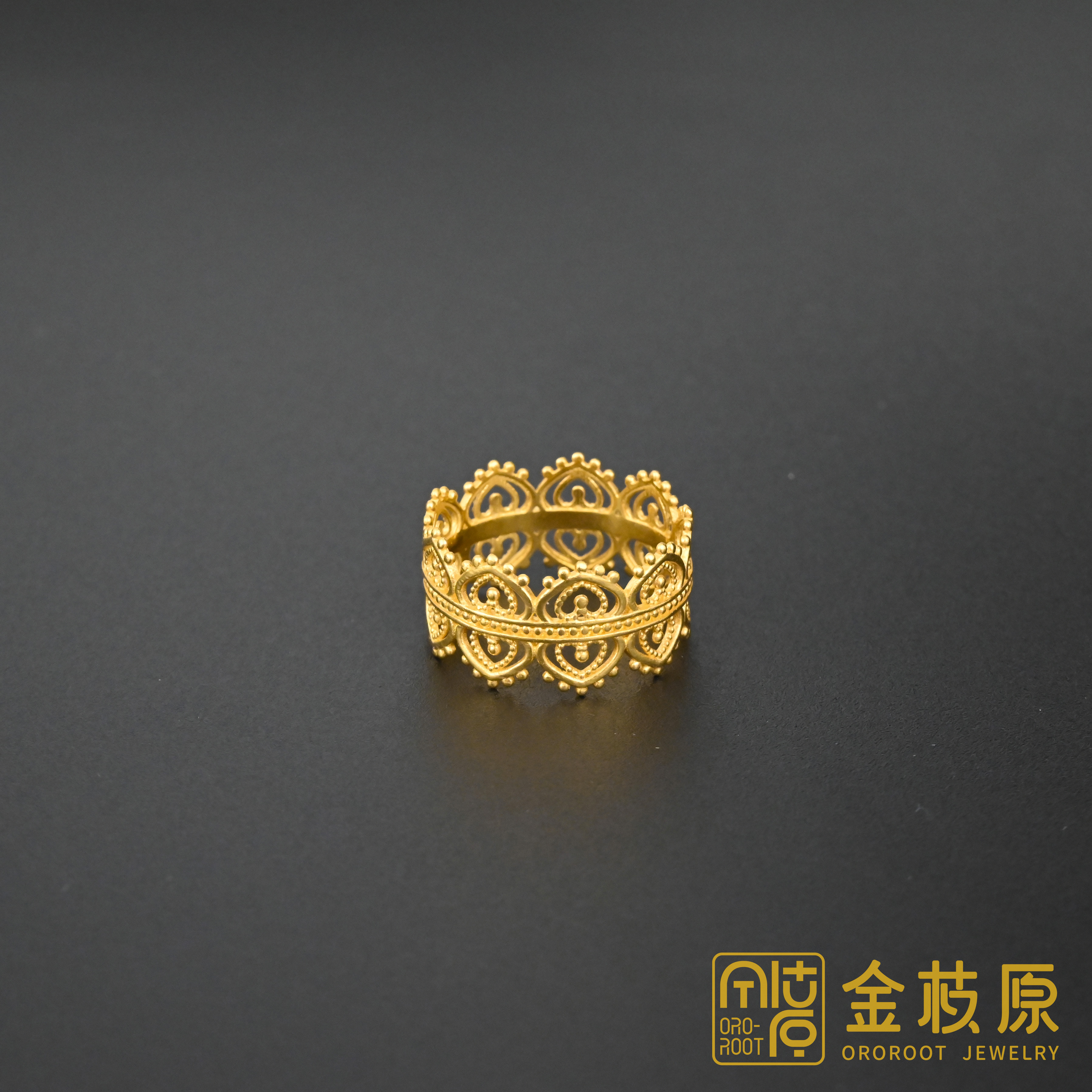 【金枝原】足金999 蕾丝皇冠戒指（需拍大一码）