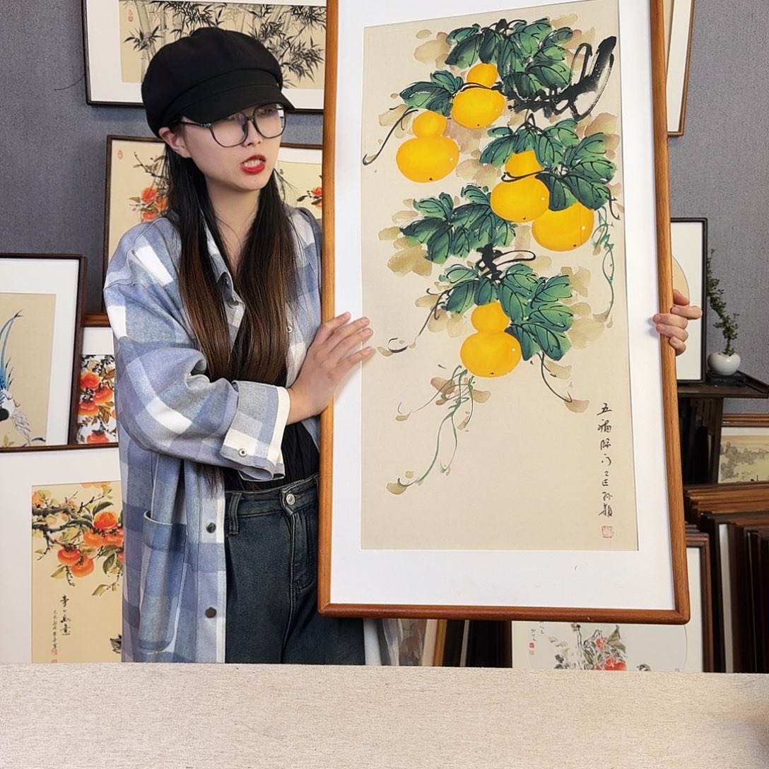 国画手绘带框尺寸：53*103