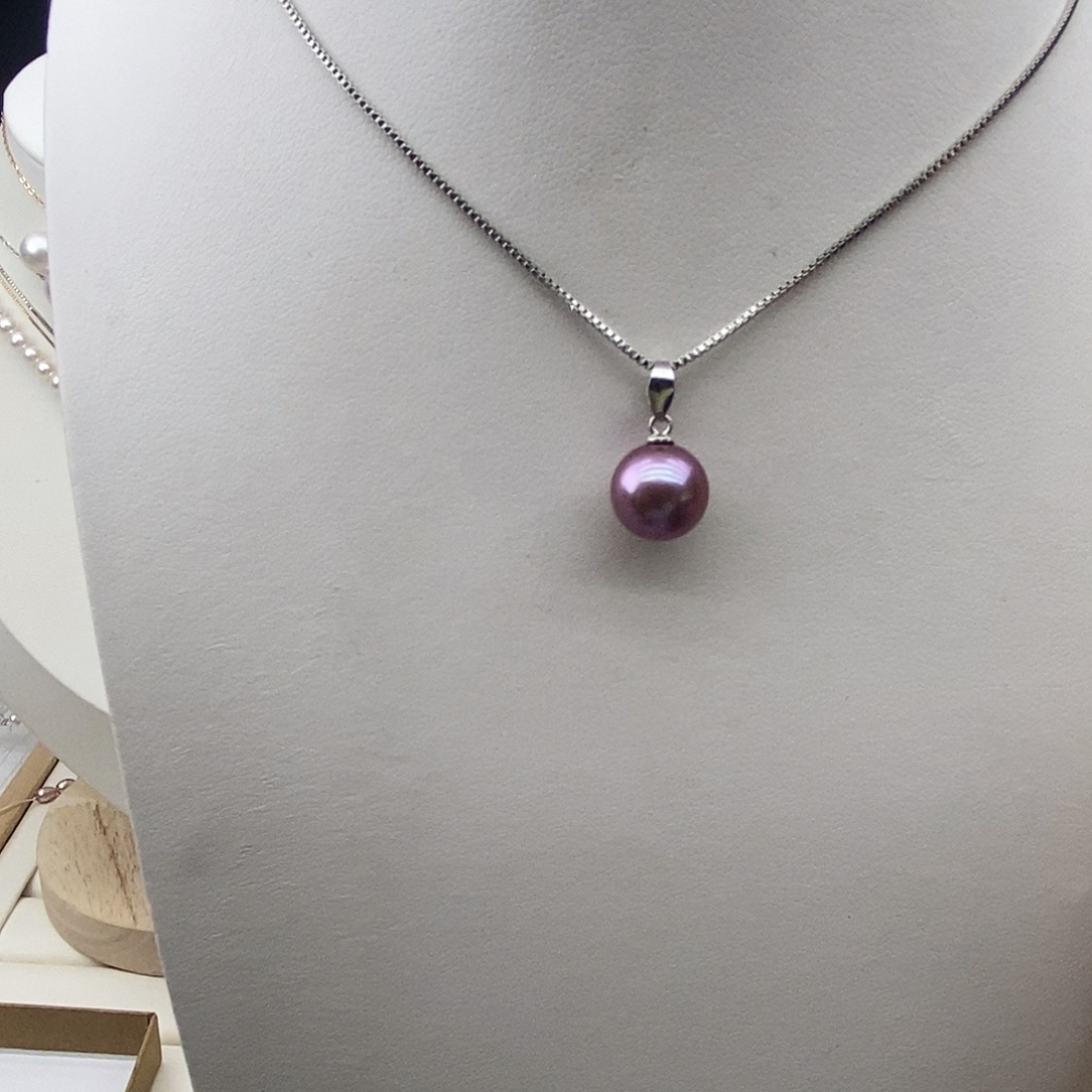 淡水珍珠银S925镶嵌吊坠(赠链)