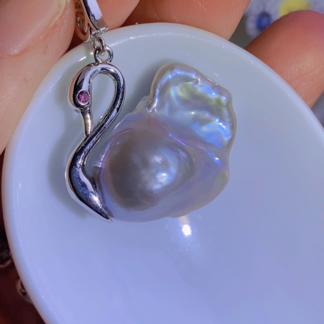 银S925镶嵌天然淡水珍珠淡水珍珠