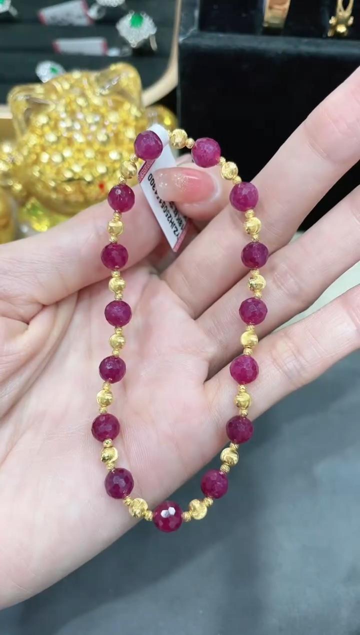 18K金镶嵌红宝石手链yk