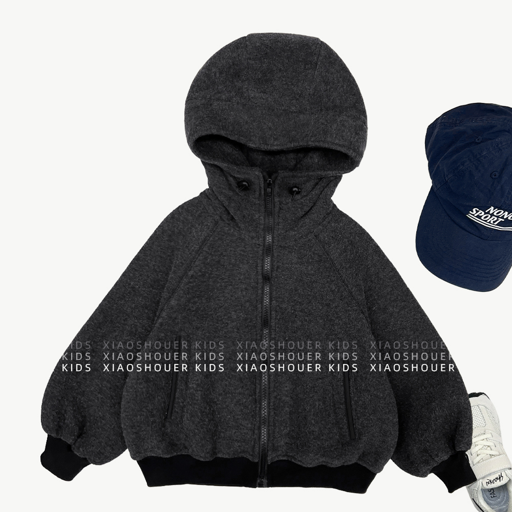 【小首尔】新-冬季男女童厚外套上衣加绒加厚连帽外套HBB8282