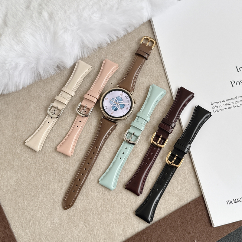 时亿适用华为gt4 5 6女款手表小蛮腰冰面真皮表带时尚针扣款