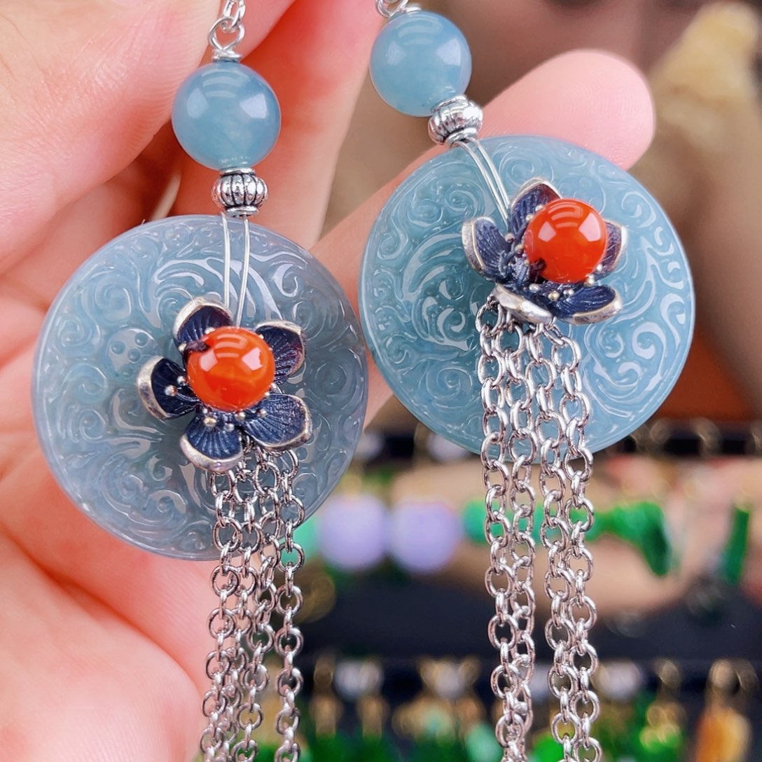 翡翠未镶嵌耳饰饰品