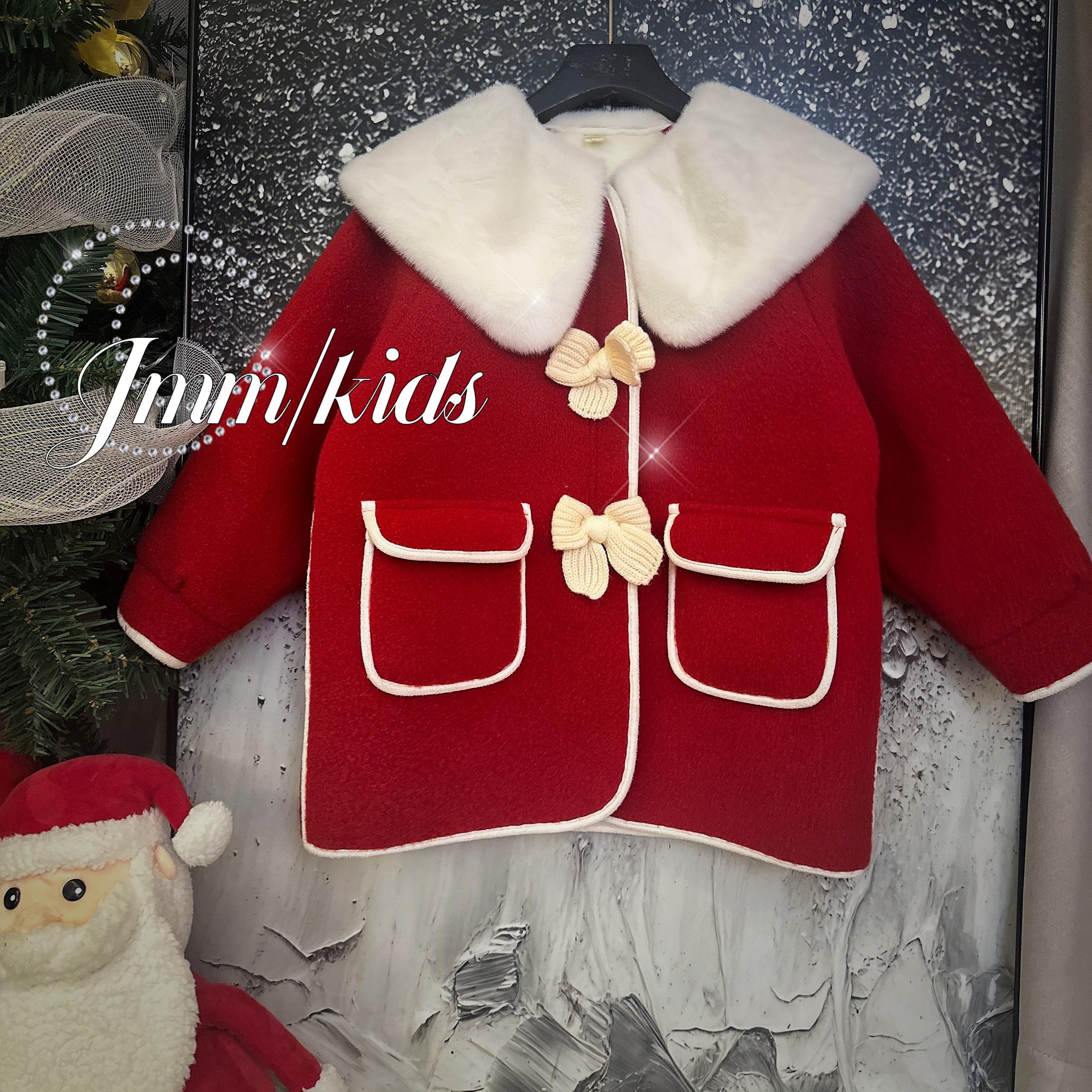 红色时尚设计师保暖冬季外搭圣诞外套 单品-红外套C080