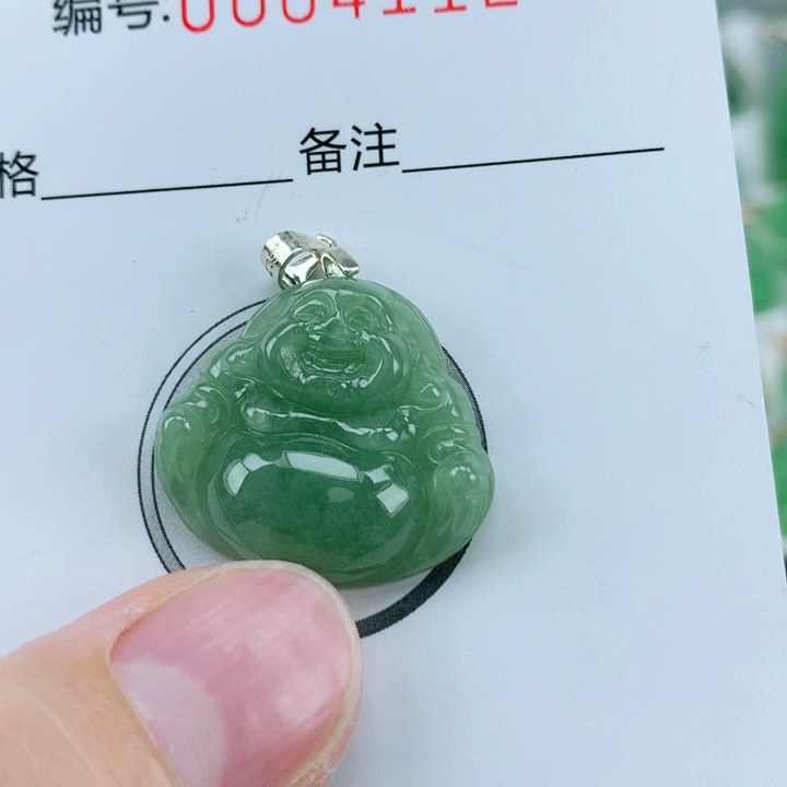 翡翠挂件银S925镶嵌翡翠