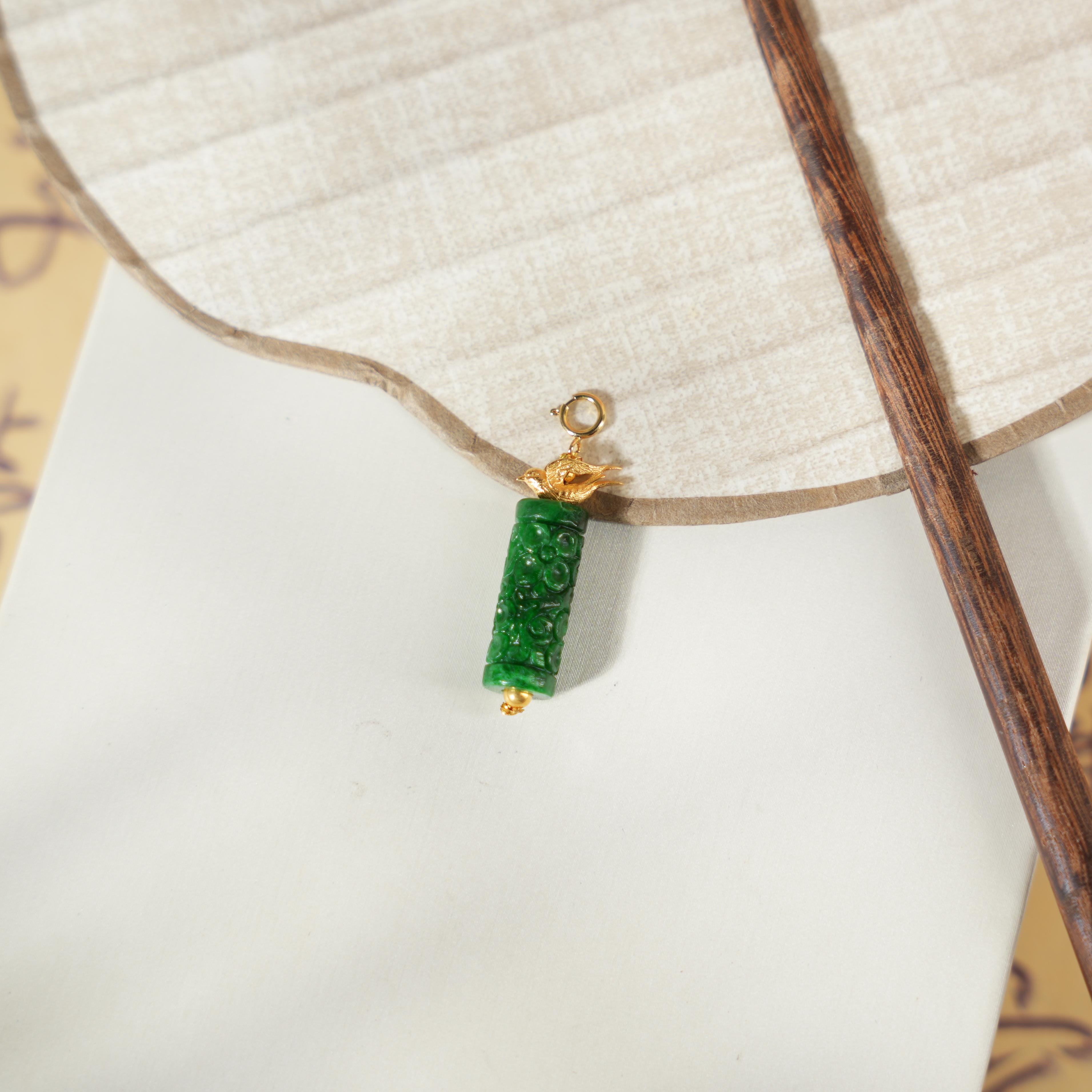 尔仪-天然A货翡翠18K金吊坠