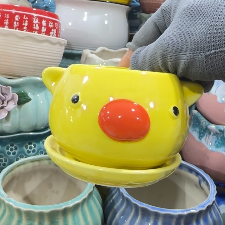 凑9块包邮，有孔，陶瓷花盆