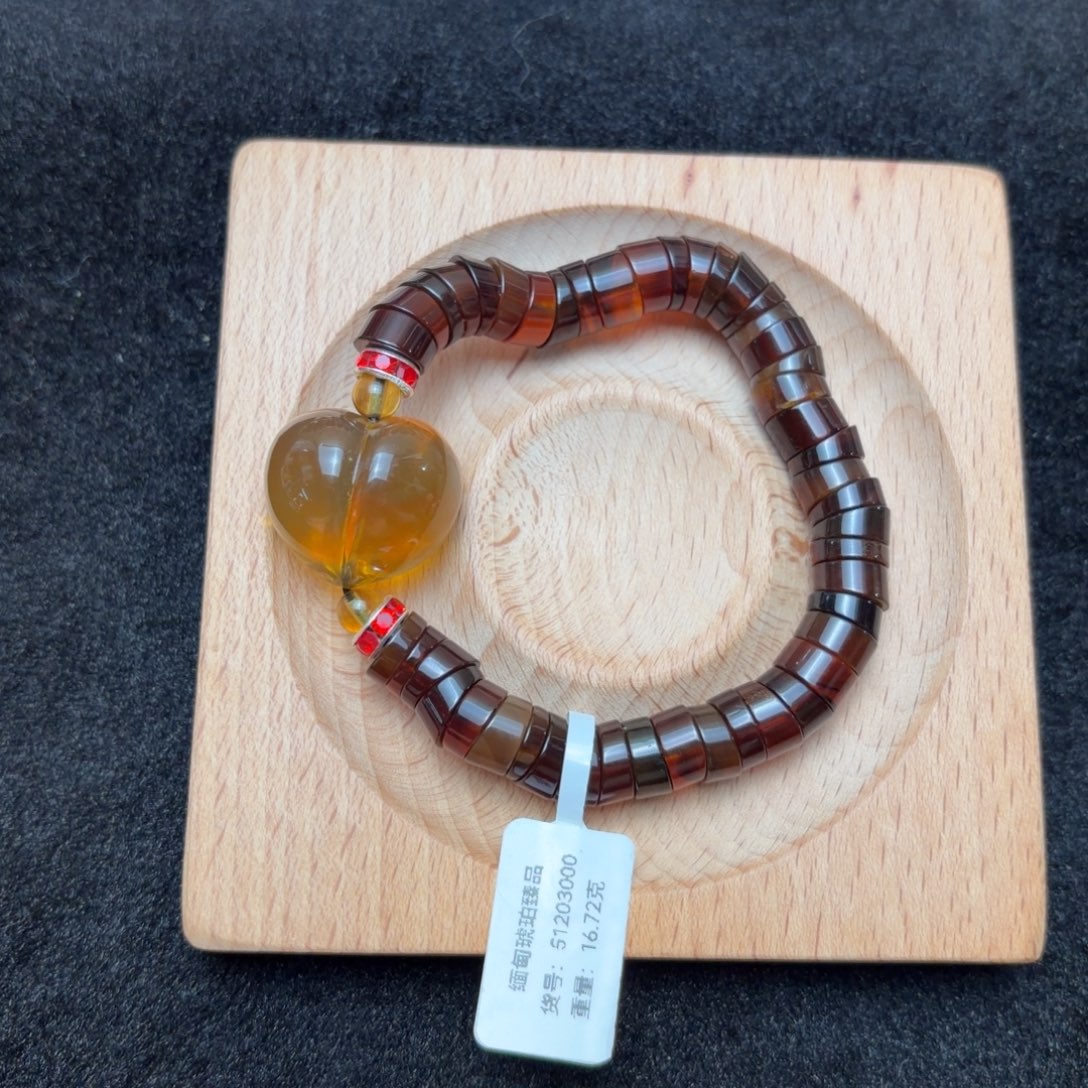 琥珀未镶嵌珠宝奇石茶蜜屁桃设计单圈