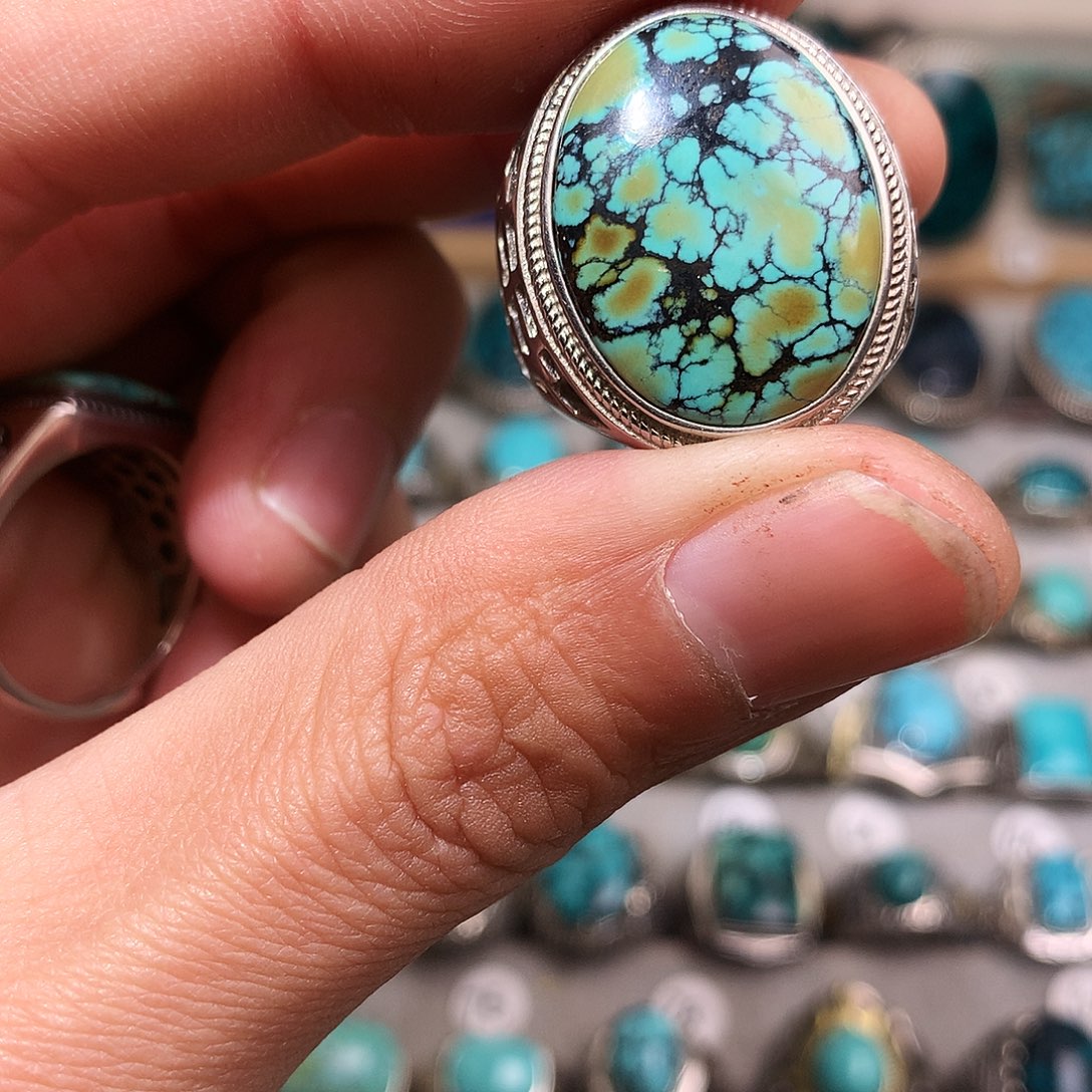 绿松石挂件银S925镶嵌