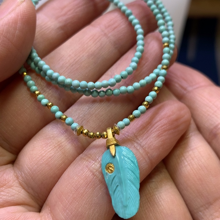 绿松石18K金镶嵌锁骨链