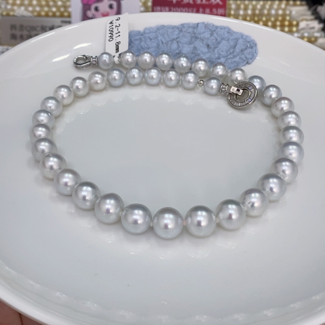 未镶嵌颈饰海水珍珠初**x澳白项链9.2-11.8mm忙