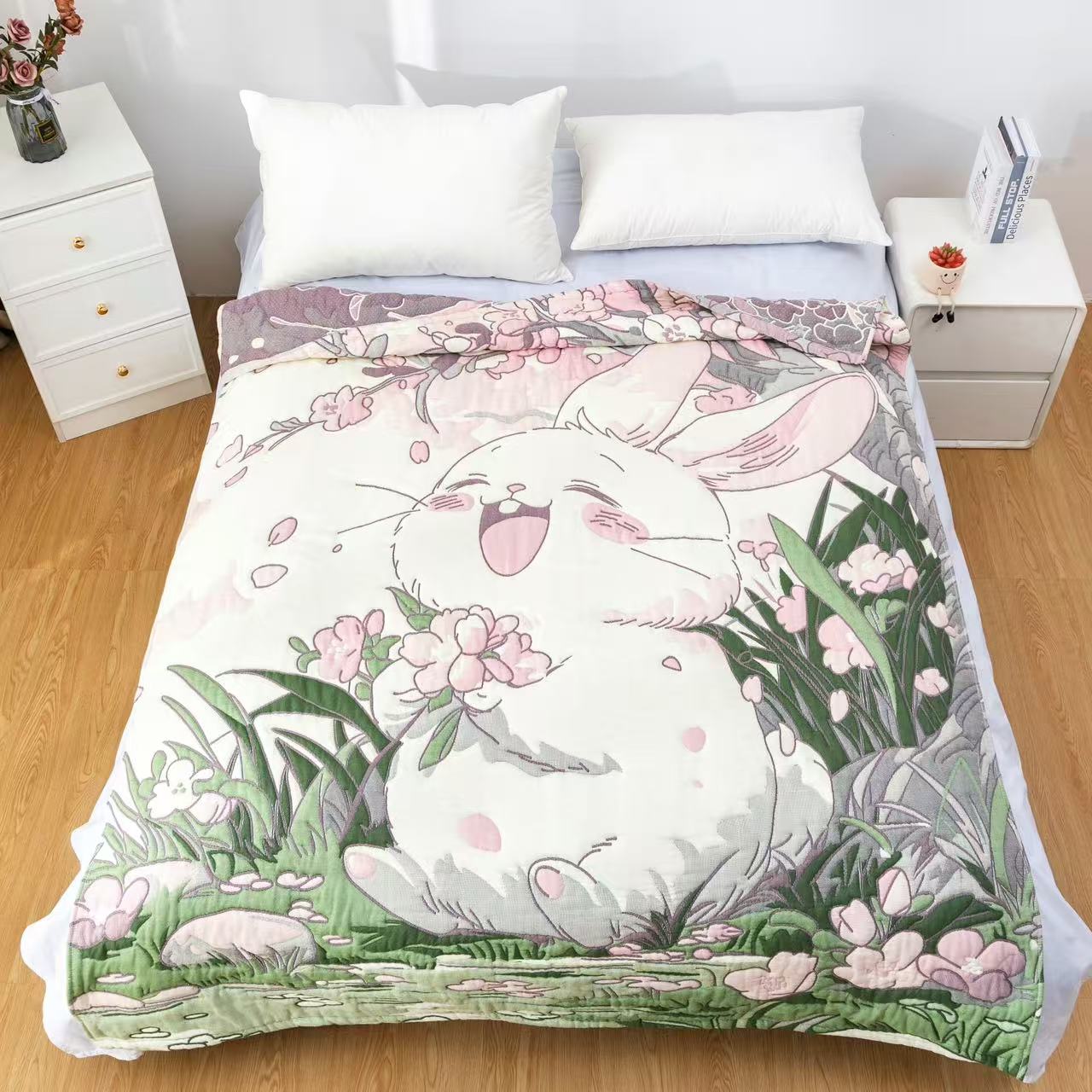 【樱花兔】150*200泡芙被多层柔软亲肤透气加厚双面