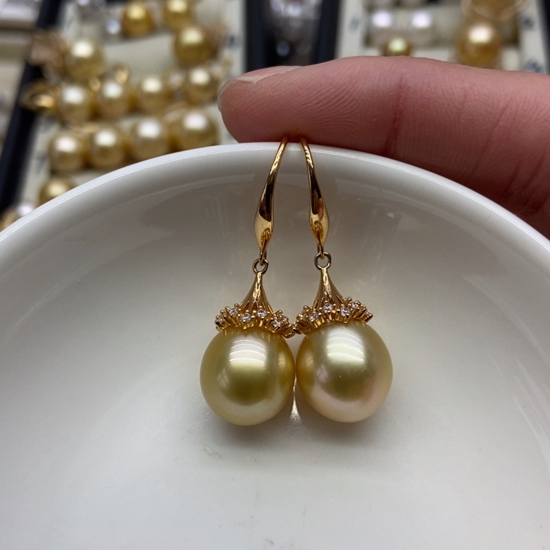 海水珍珠耳饰银S925镶嵌