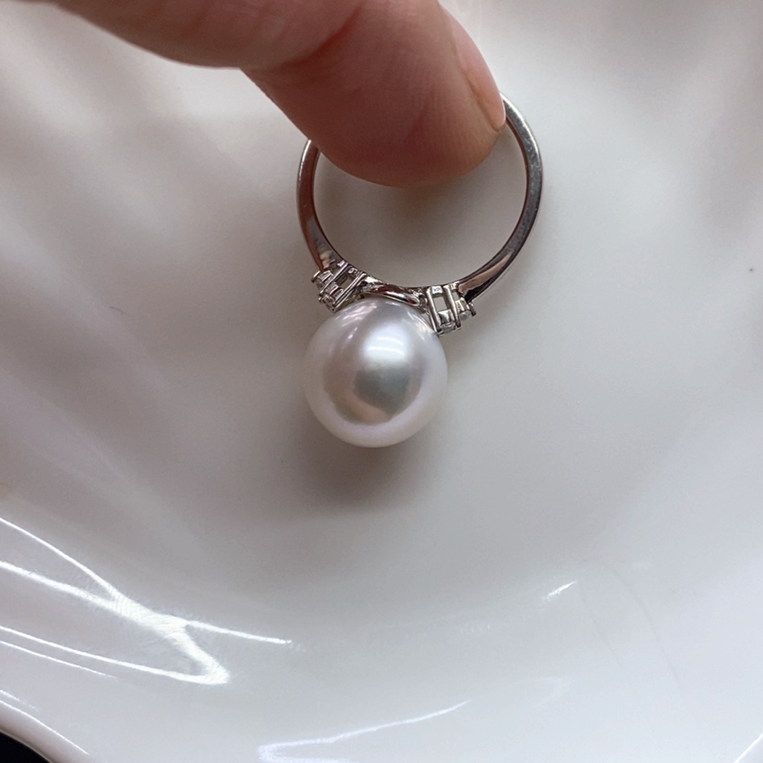 戒指银S925镶嵌淡水珍珠