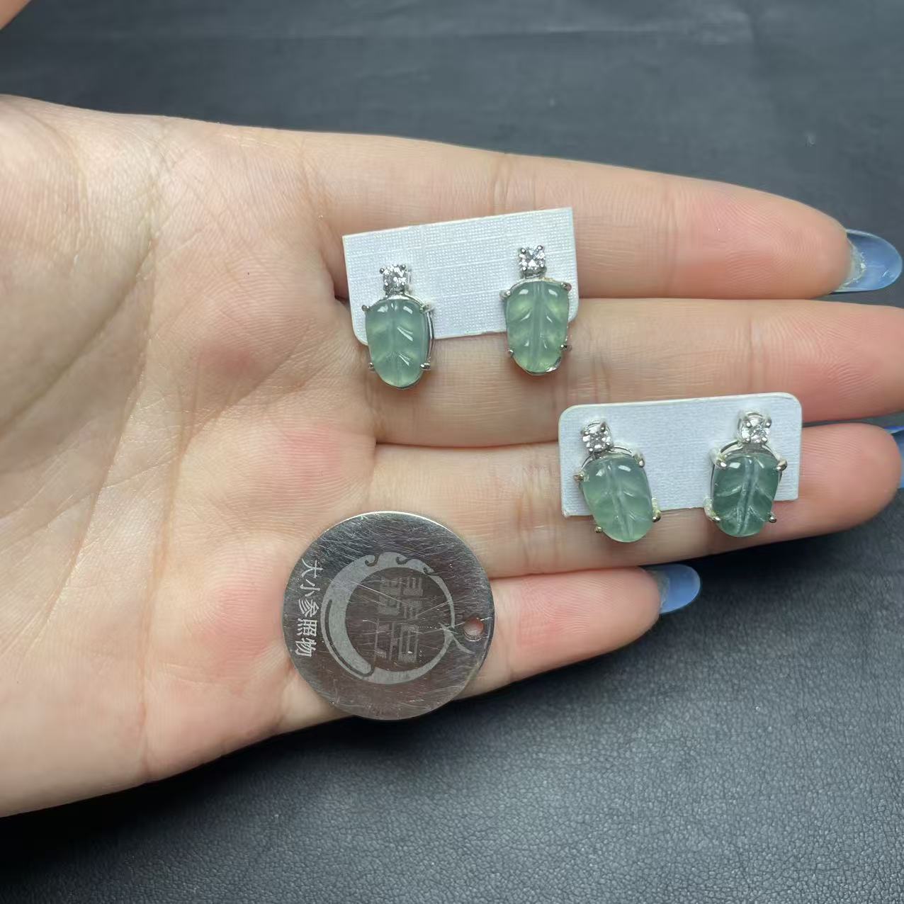 翡昱-N85-66930-天然A货翡翠耳饰-多样性发其一对-C