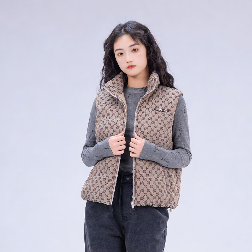 女童秋冬立领马甲中大童保暖百搭