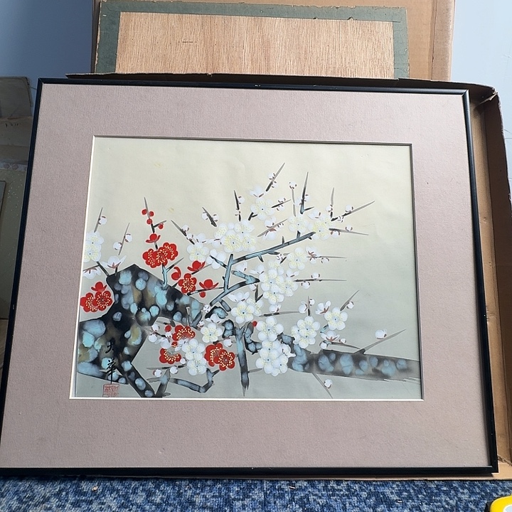 中古框画有瑕疵破损已拍