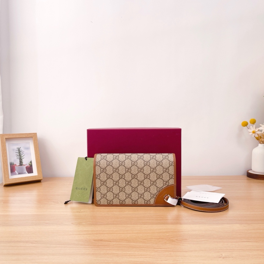 95新 GUCCI/古驰 乌木色单肩包/1828