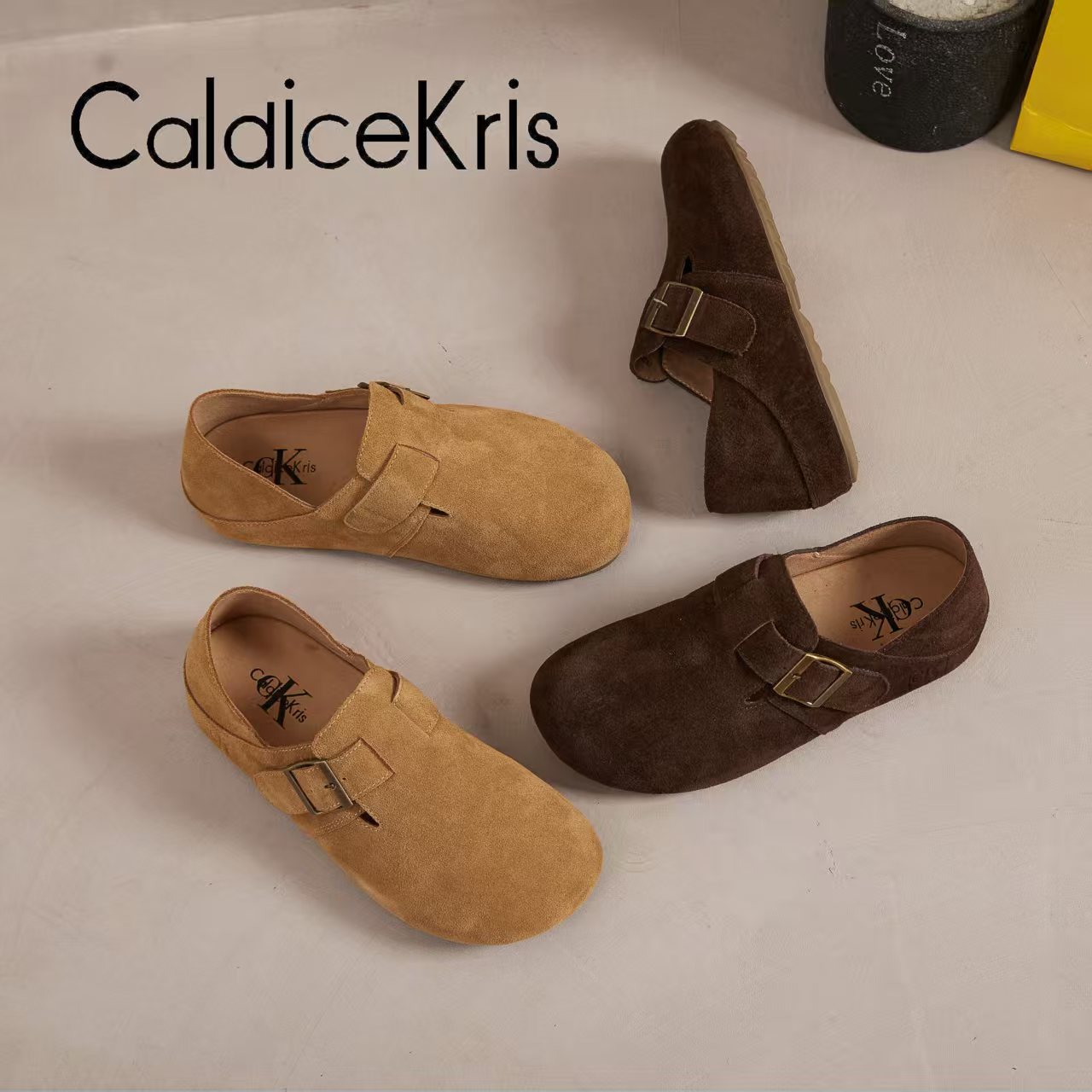 2025冬季新款一脚蹬勃肯琥珀流光复古风扣带懒人全包博肯鞋 25825