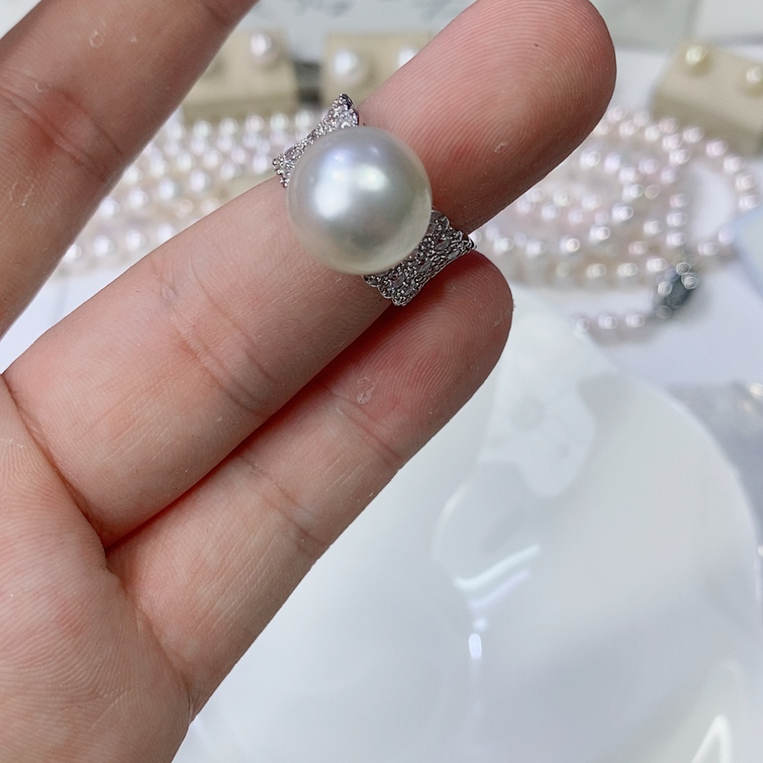 海水珍珠戒指银S925镶嵌