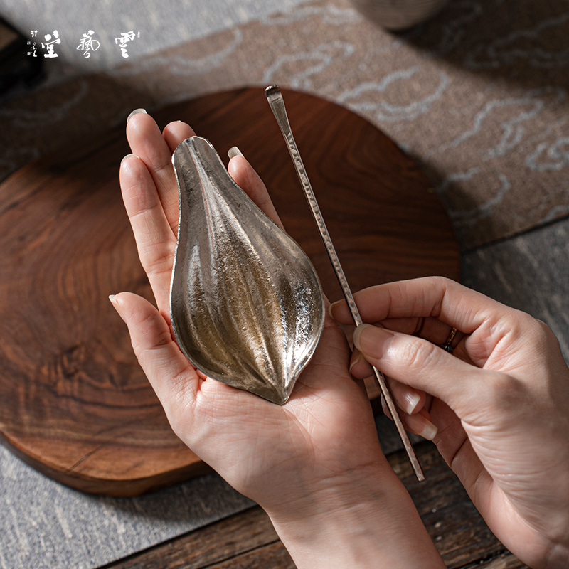 纯钛茶具高级茶则茶拨两件套禅意赏茶茶勺功夫配件复古分茶器手工