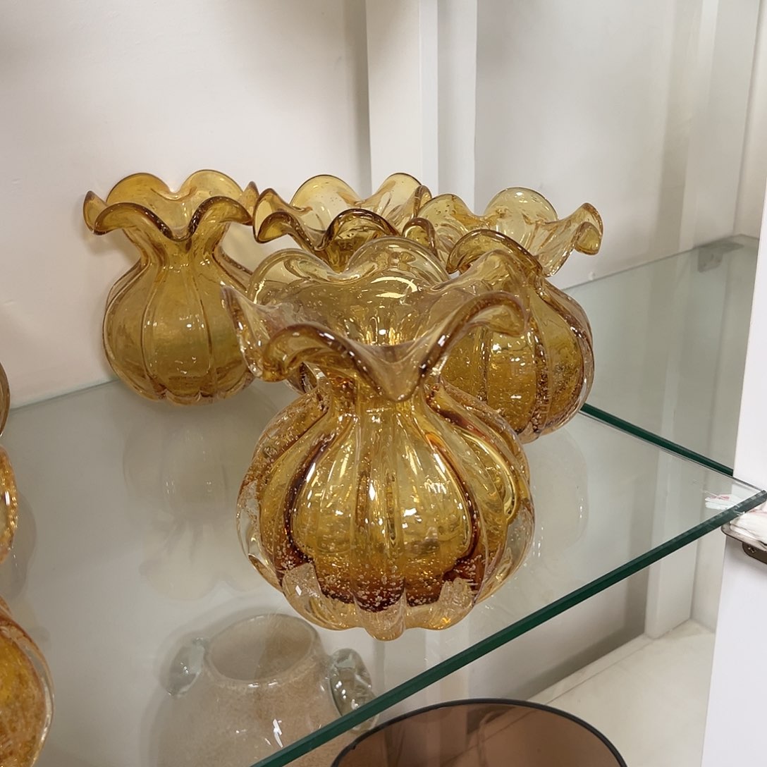 琉璃高16轻奢琉璃花器正常手工痕迹