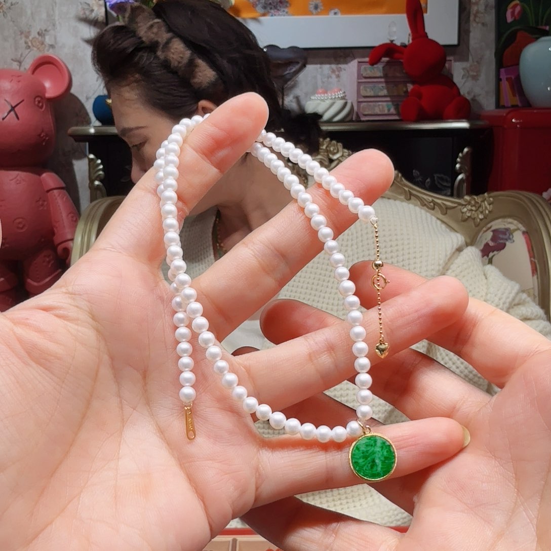 淡水珍珠项链18K金镶嵌项链