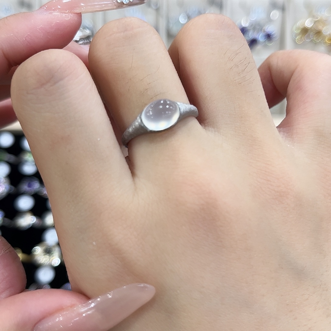 C****岫玉银S925镶嵌戒指调圈口12