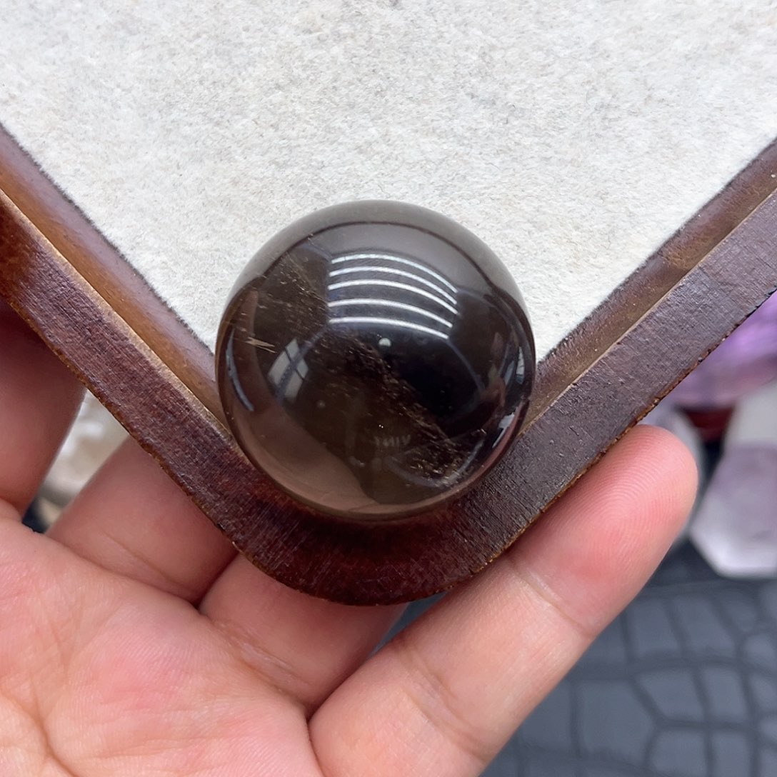 水晶未镶嵌珠宝半成品14 深茶水晶球32mm（送底座）