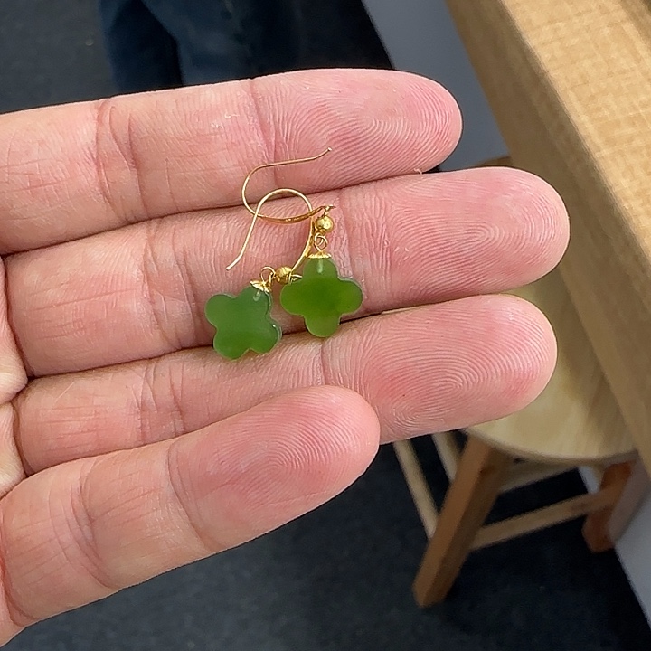 和田玉（碧玉）颈饰18K金镶嵌