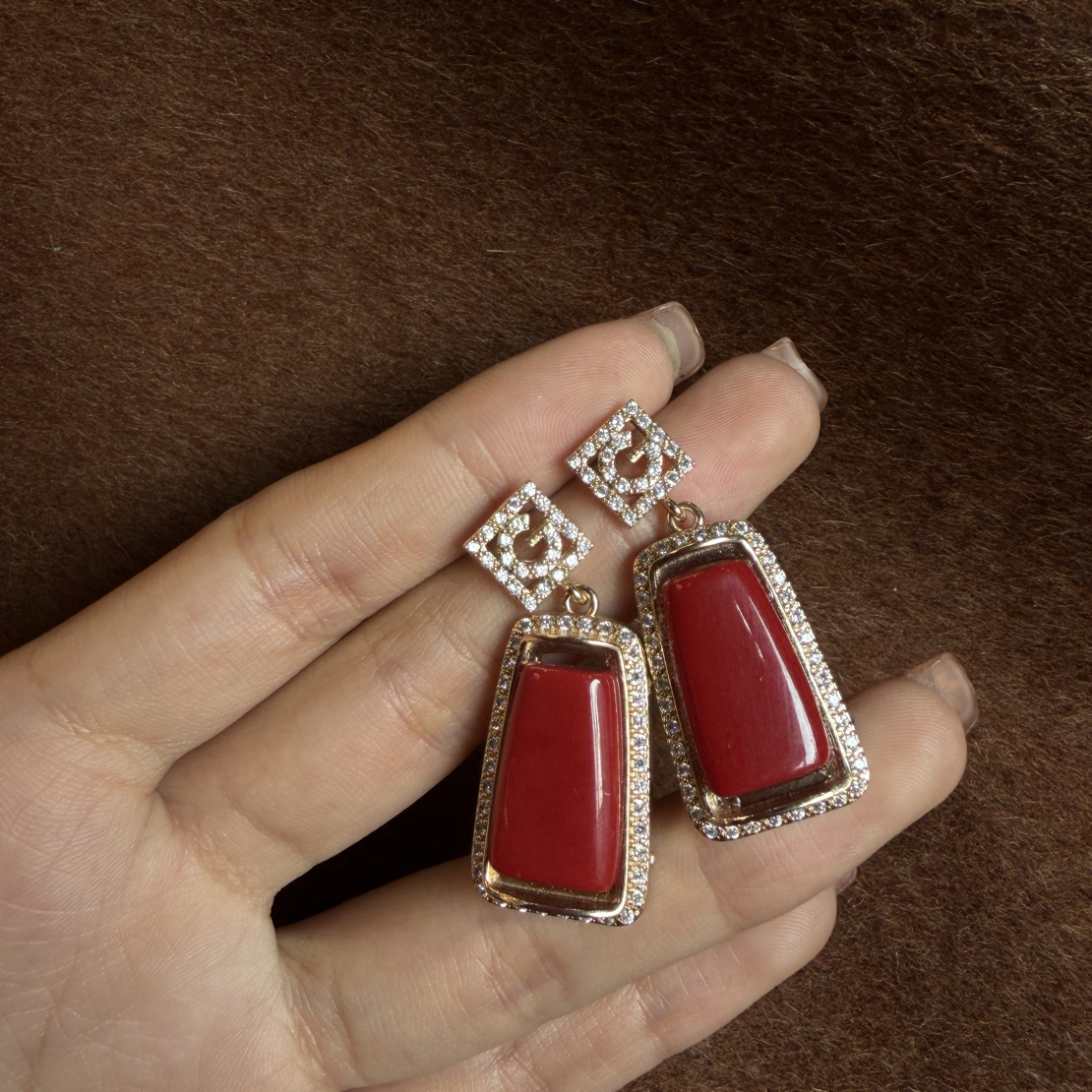 铜合金珐琅耳饰 藏式民族风珐琅耳环女独特小众气质百搭首饰