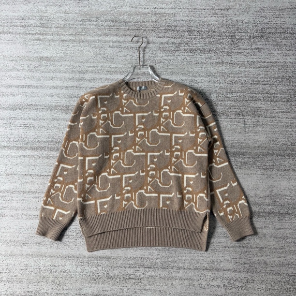 未使用 DIOR/迪奥 FW22条纹Logo字母图案长袖针织衫/XS码#8964
