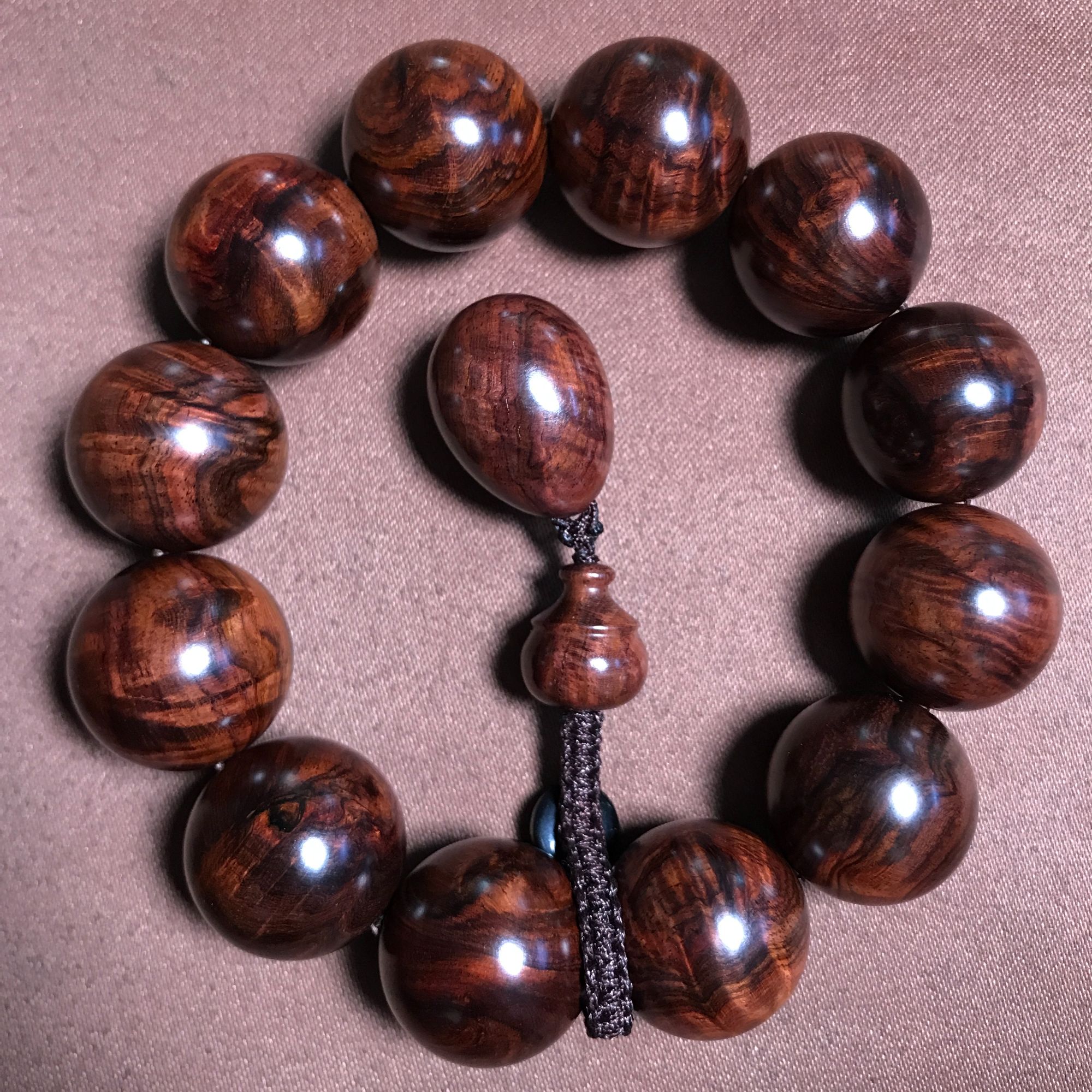 【浮生甄选】海南黄花梨油梨黑线水波2.0光线手串FS623