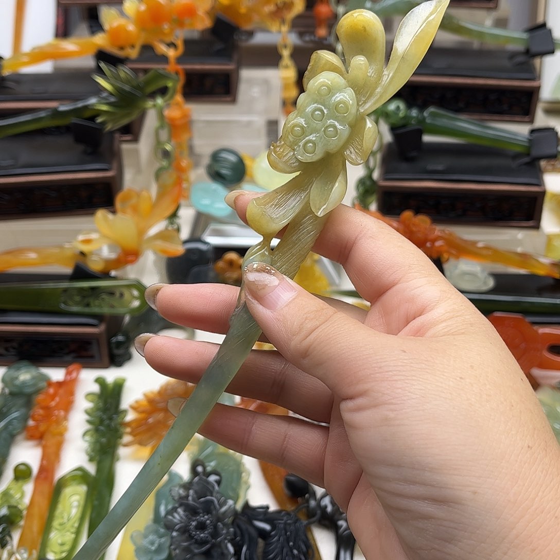 蛇纹石玉岫玉发簪未镶嵌