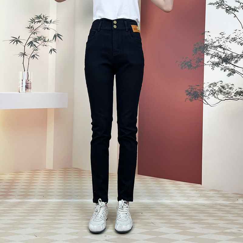 专柜撤柜春秋季新款休闲女弹力显瘦舒适黑色铅笔牛仔裤2386
