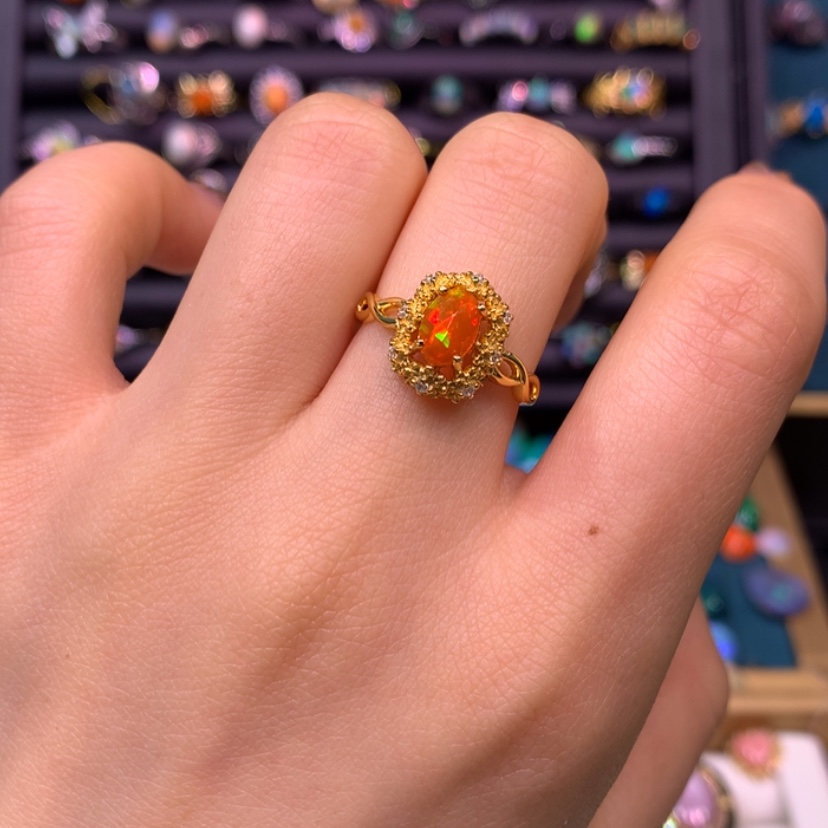 【闪购商品】欧泊戒指款式银S925镀金镶嵌