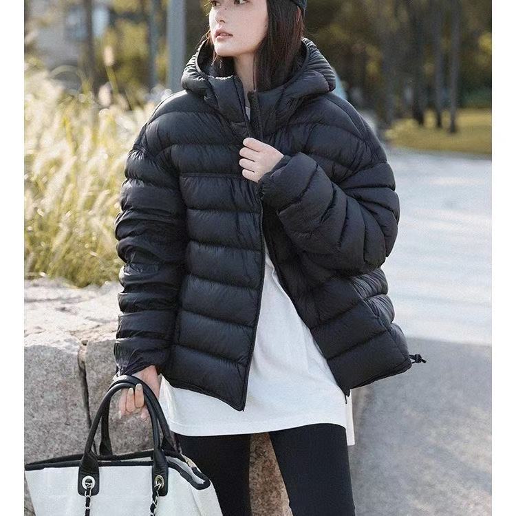 泡芙连帽排骨羽绒服女短款龟背白鸭绒宽松保暖冬季新款小个子外套