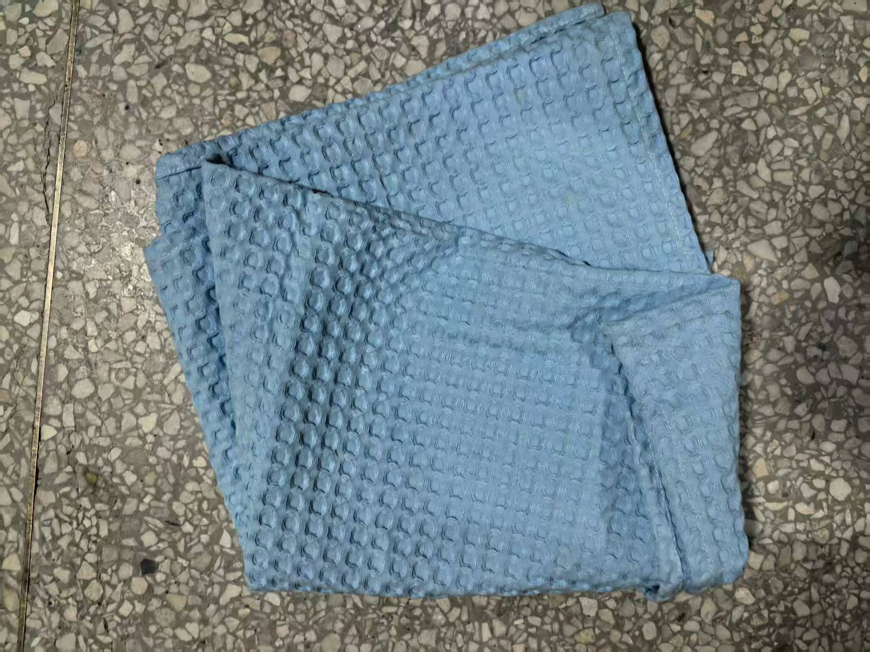 《厚广家》3楼65×95蓝色超软全棉华夫格枕巾/大毛巾 发1张