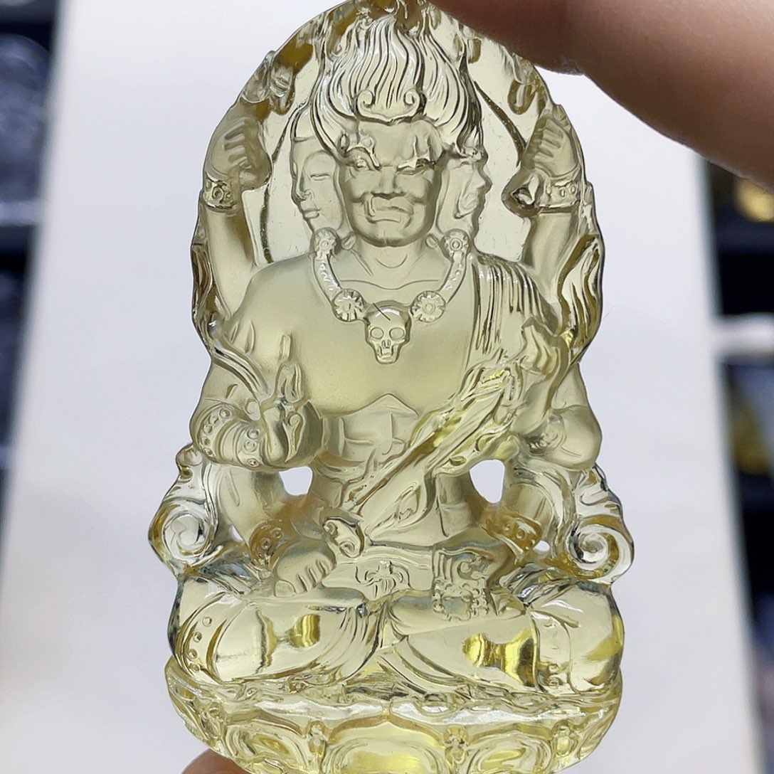 言***澈颈饰未镶嵌水晶黄水晶大师精雕不动明王