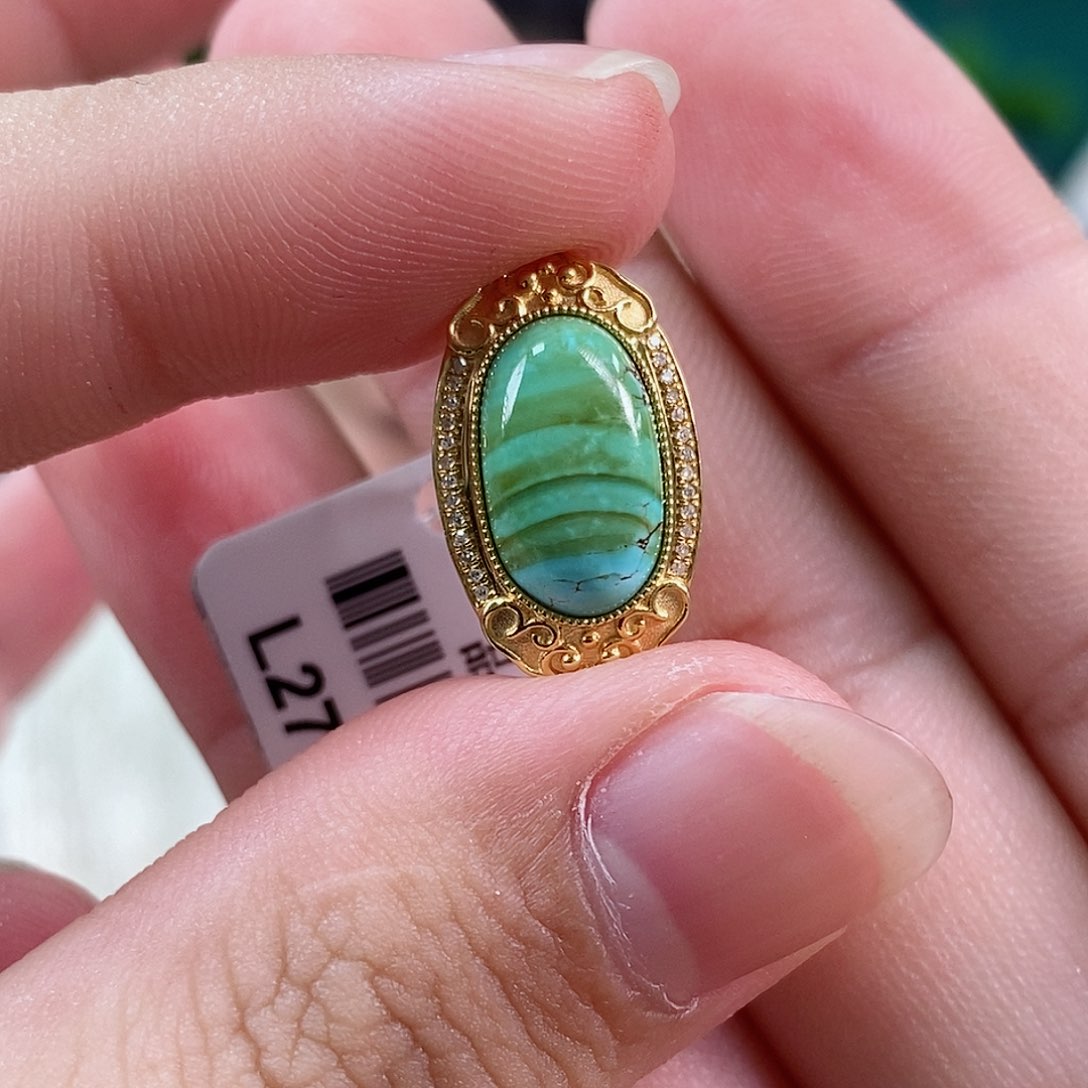 绿松石珠宝奇石18K金镶嵌