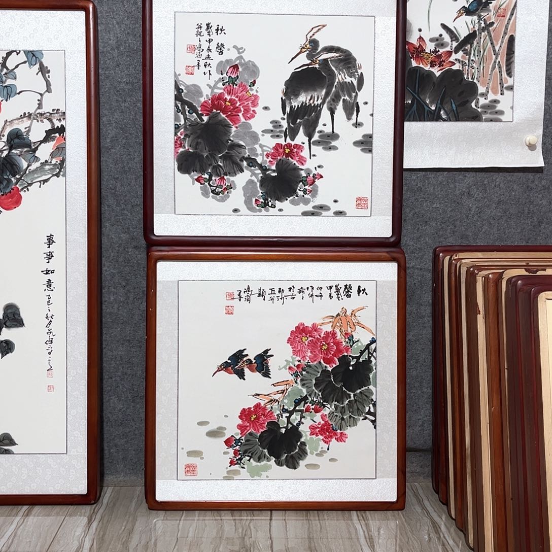 国画书画作品带框63×63