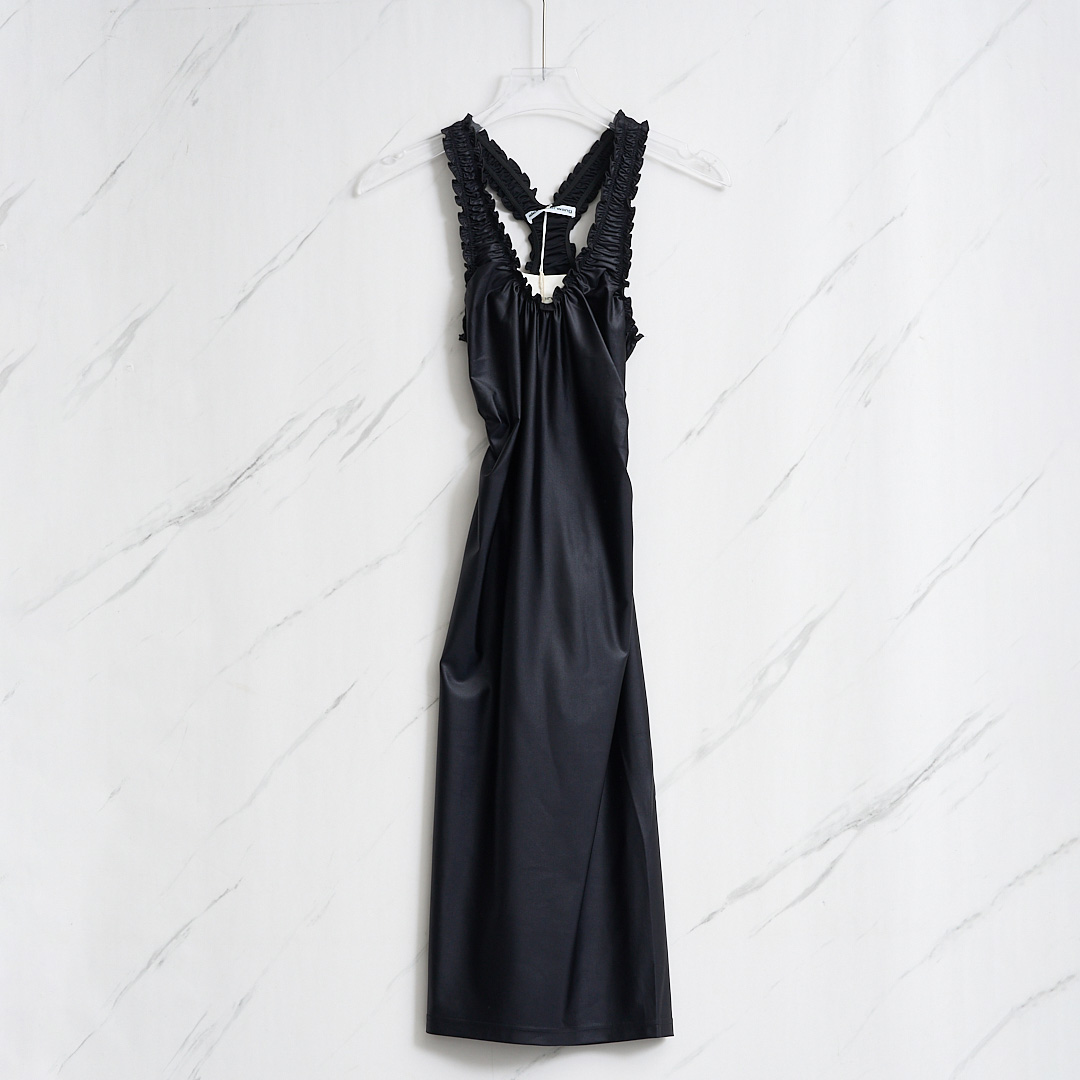 全新未使用/Alexander Wang女士法式褶皱吊带连衣裙/AGGU00385