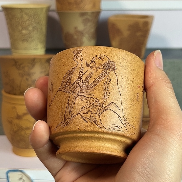 山***鹰茶杯紫砂黄金段。。。。。。