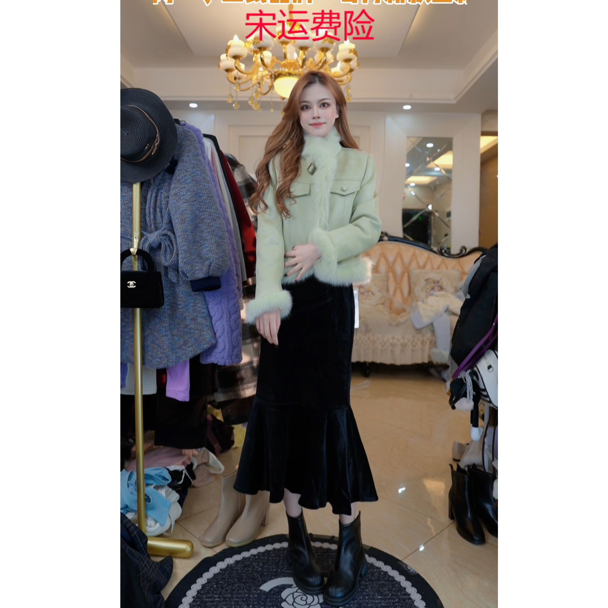 时尚通勤秋冬季新款气质保暖气质显瘦上衣夹棉外套半身裙A711048