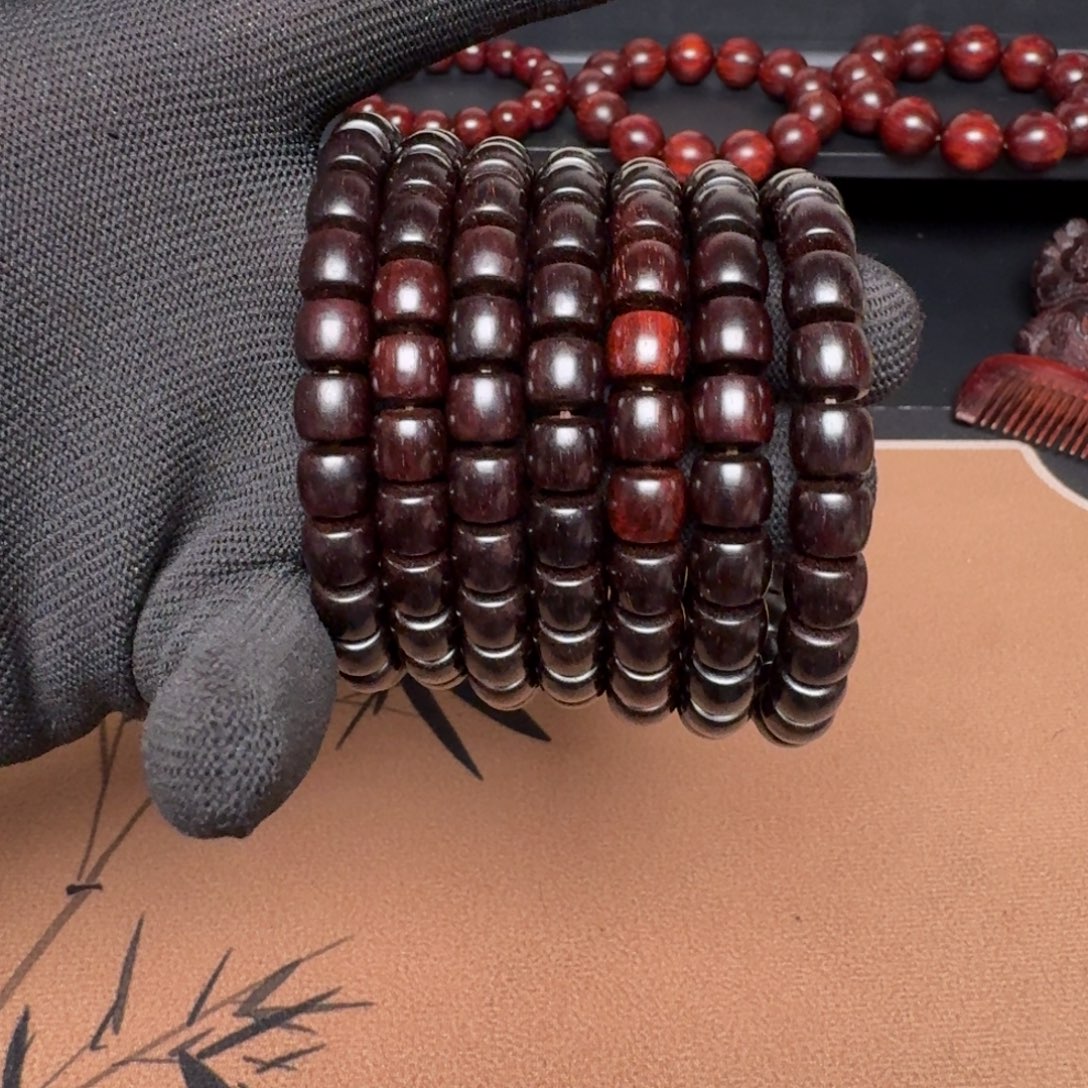 小叶紫檀手串/手链7.5/9直切无胶无蜡