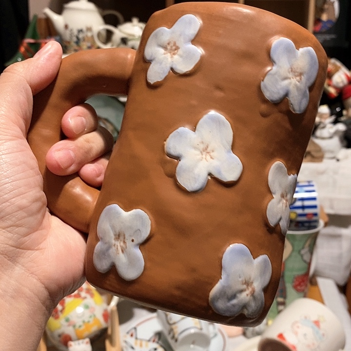 陶胎手捏马克杯大号