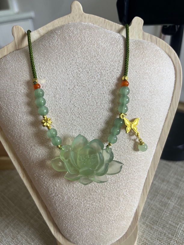 非金属棉绳项链 天然精品莲花项链