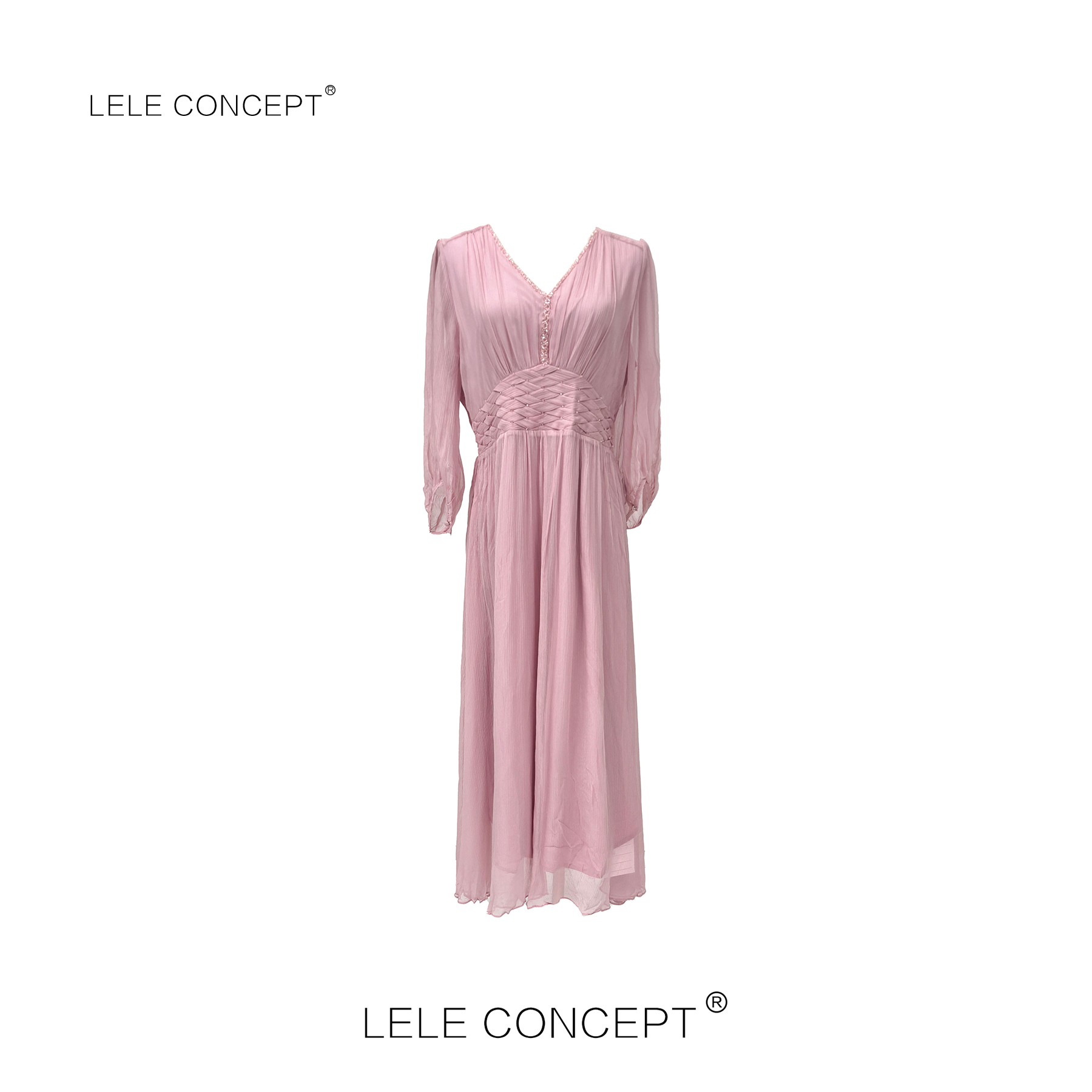 LELE CONCEPT丨气质优雅轻奢款收身八分袖连衣裙Q0528
